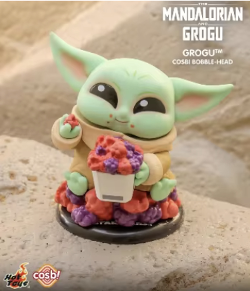 Star Wars x Cosbi x Disney, Mandalorian & Grogu Bobble-Head, Eating Snacks- New